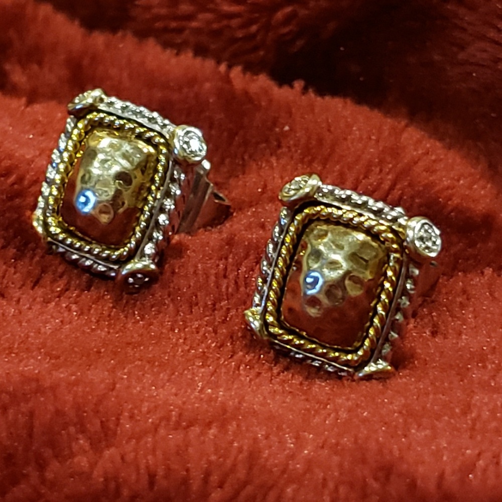 Sterling & Gold ~ 925 & 14K Frame Design Earrings